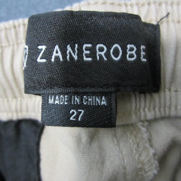 Zanerobe Jogger Pants Mens Size 27 Khaki Drawstring Elastic Waist Flat Front - Picture 3 of 11